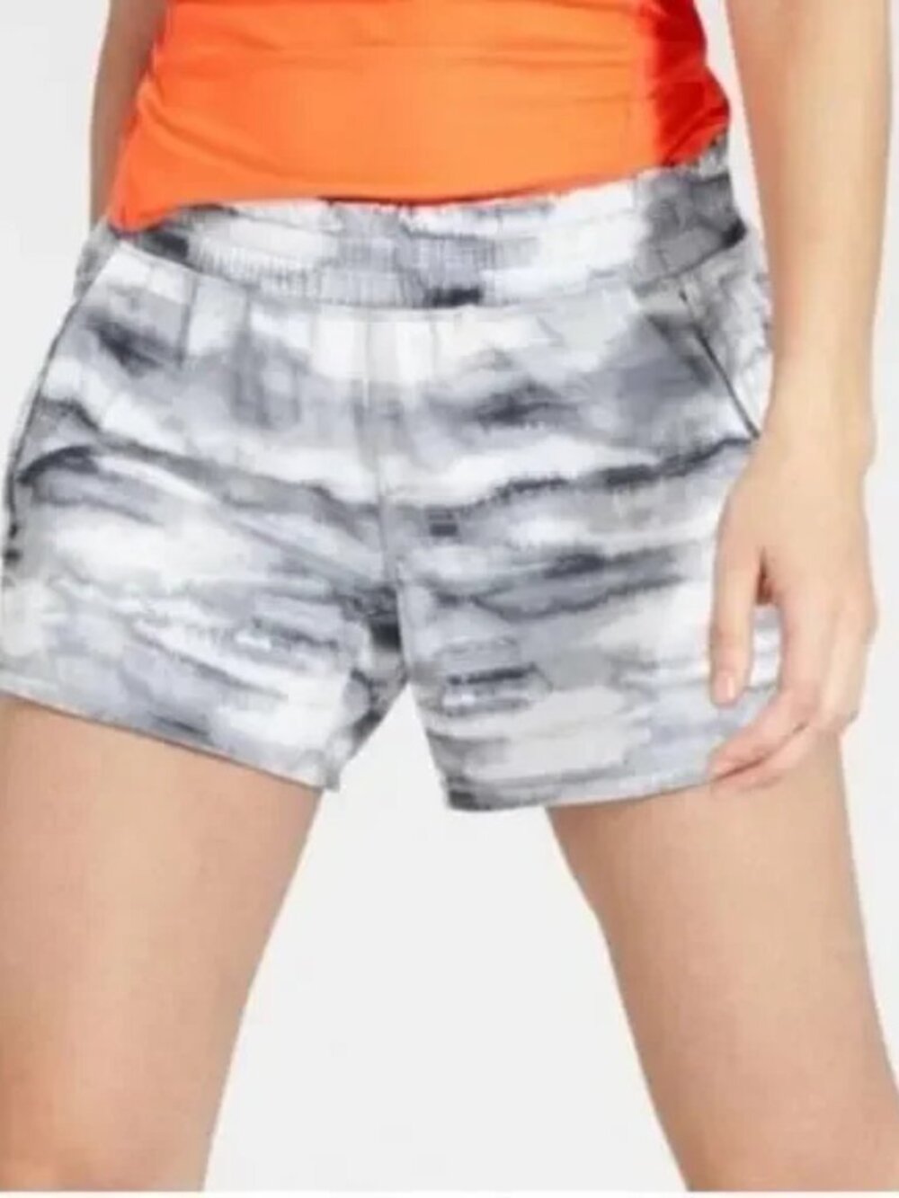 Athleta Gray Tie Dye Lined Racer Run Shorts